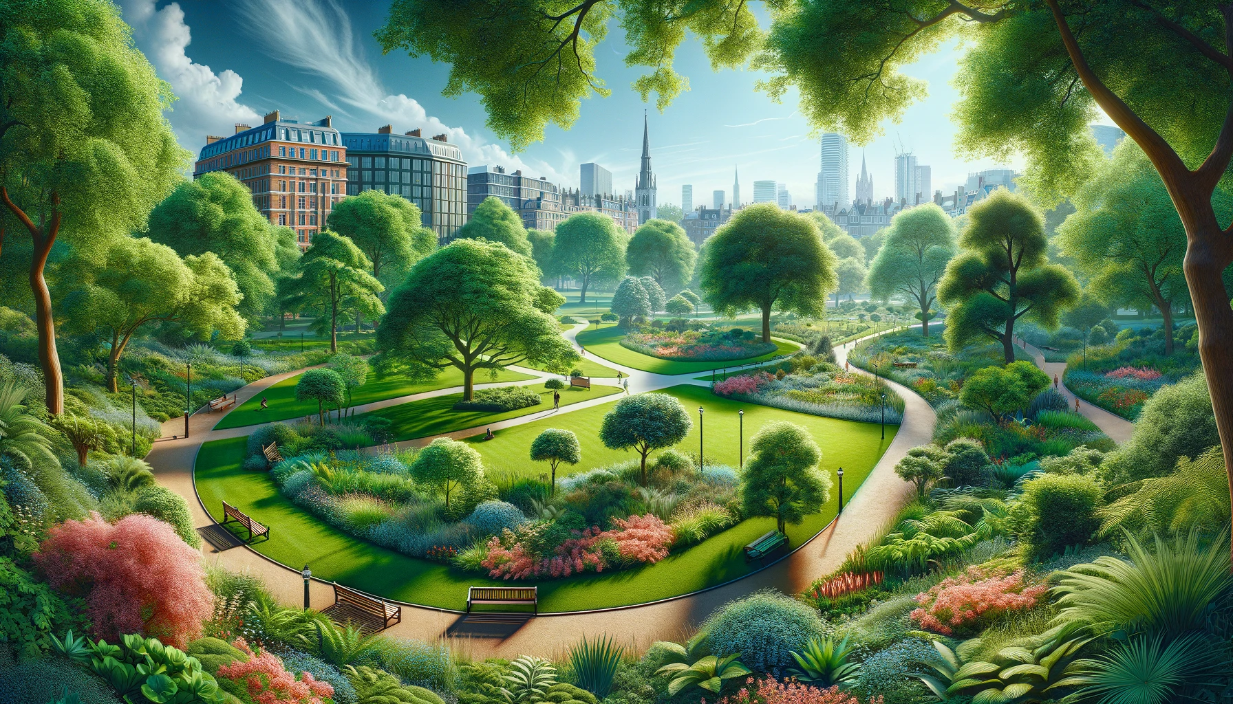 a park with greenery in the city