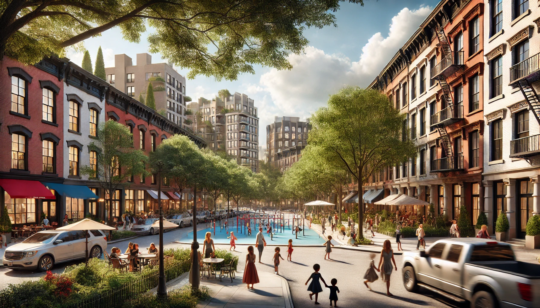 a family-friendly neighborhood in Tribeca, New York City.