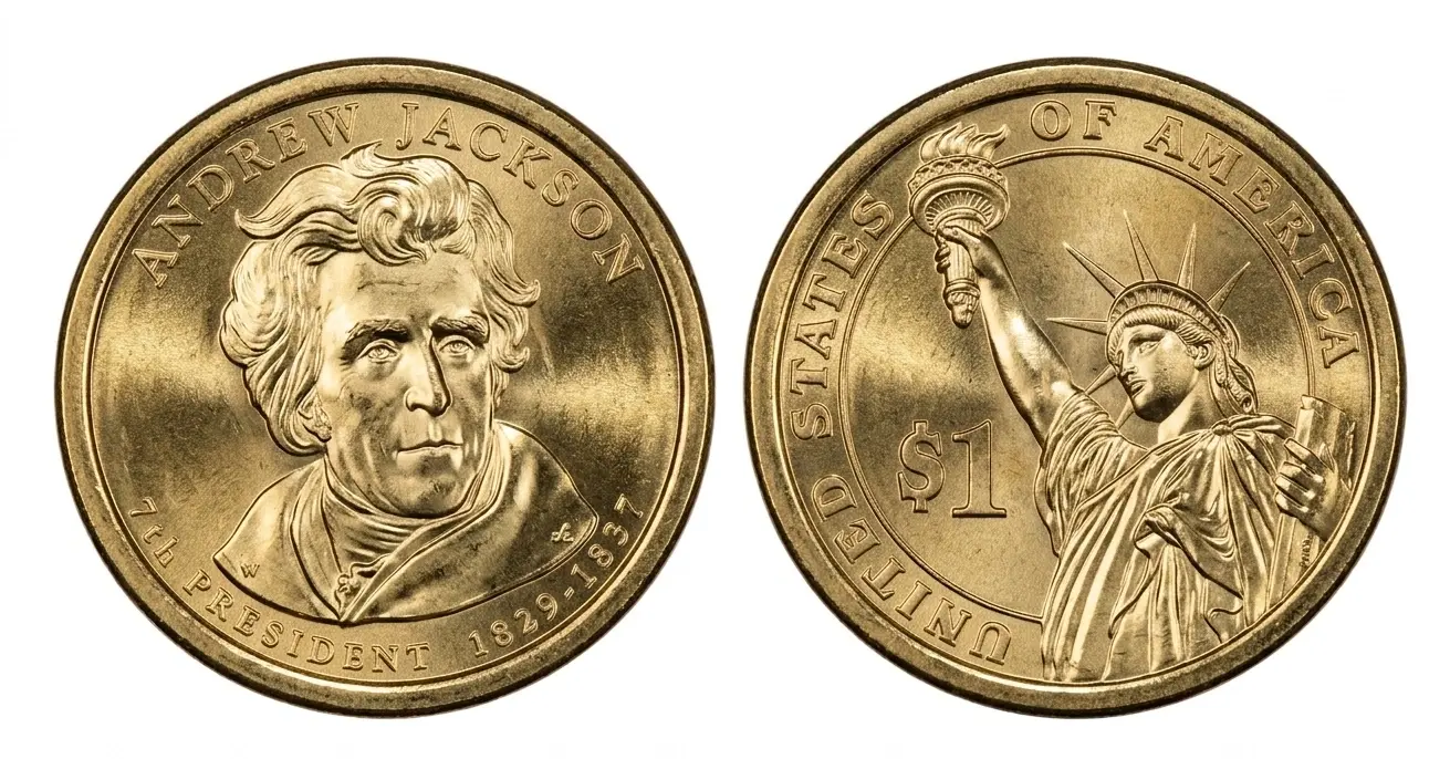 uncirculated Andrew Jackson dollar coin